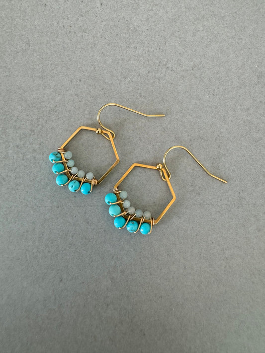 Small Hexagon Blue Turquoise