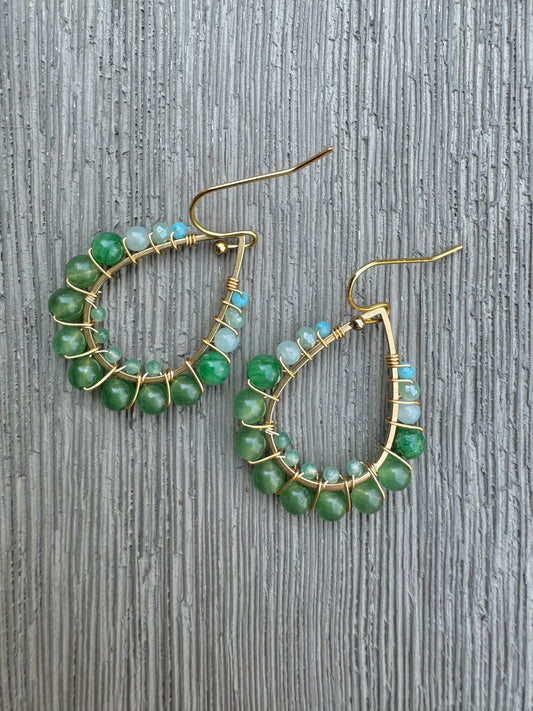 Drop earring Green Explosion